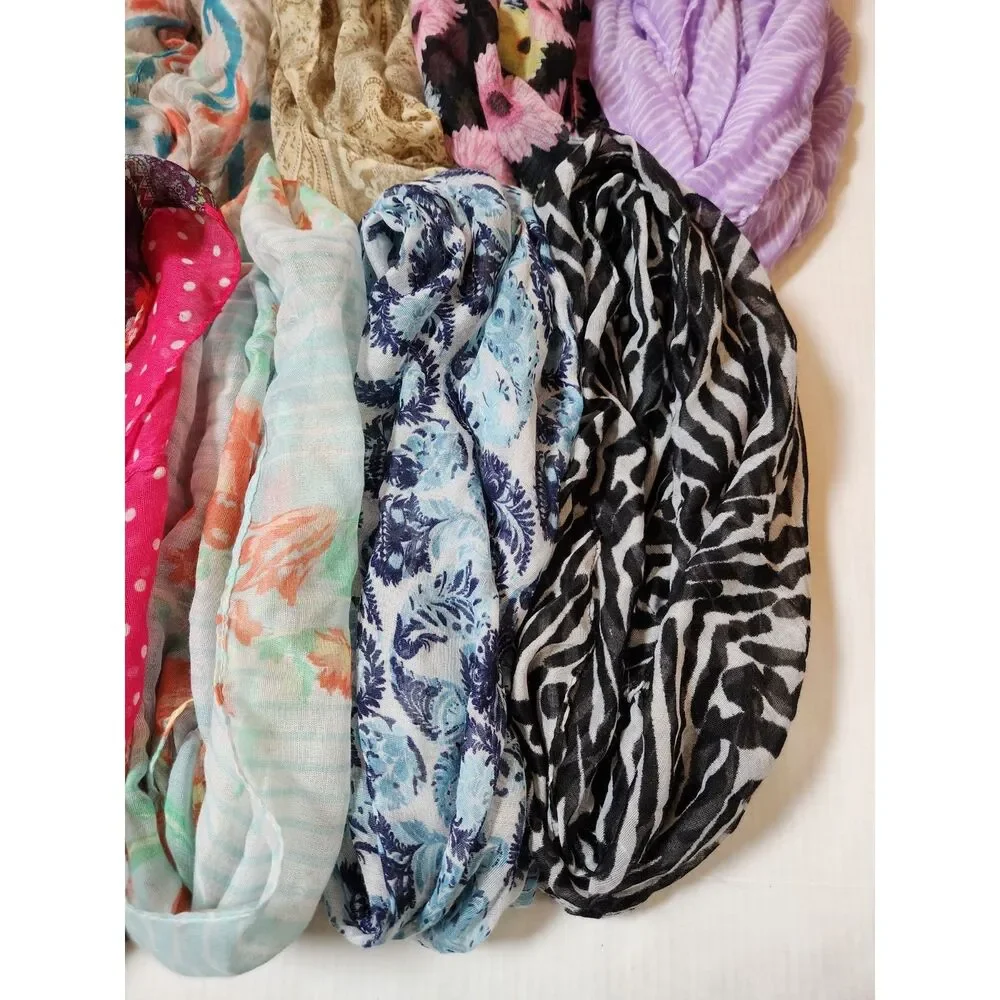 Scarf & Convertible Wrap Lot – 11 Pieces Mixed Prints & Styles